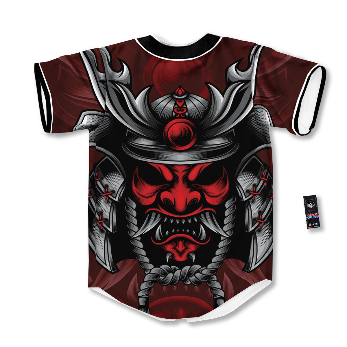 Warrior Mask Japanese Print Baseball Jersey-grizzshop