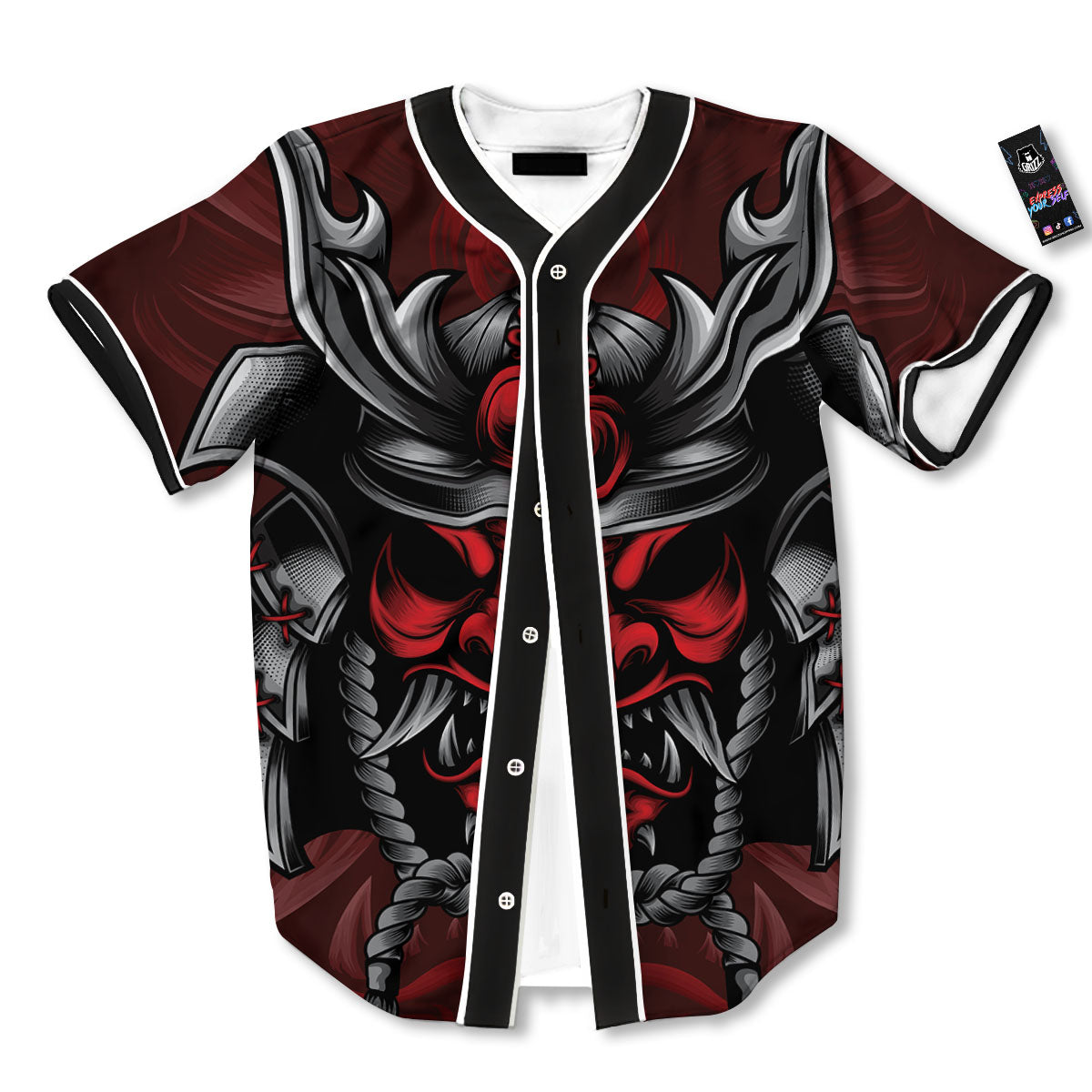 Warrior Mask Japanese Print Baseball Jersey-grizzshop