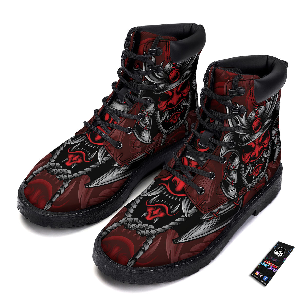 Warrior Mask Japanese Print Boots-grizzshop