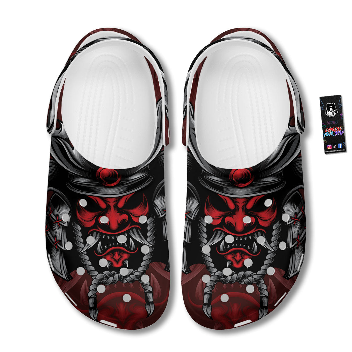 Warrior Mask Japanese Print Clog-grizzshop