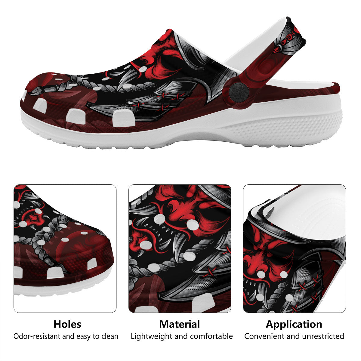 Warrior Mask Japanese Print Clog-grizzshop