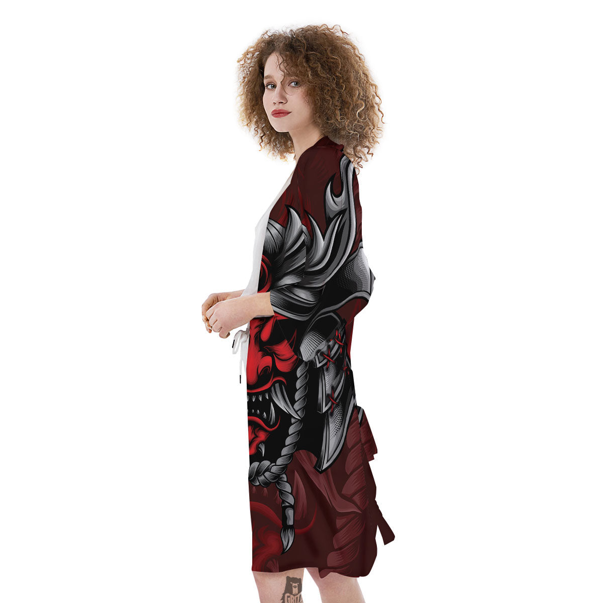 Warrior Mask Japanese Print Kimono-grizzshop