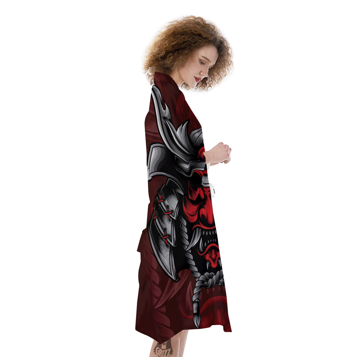 Warrior Mask Japanese Print Kimono-grizzshop