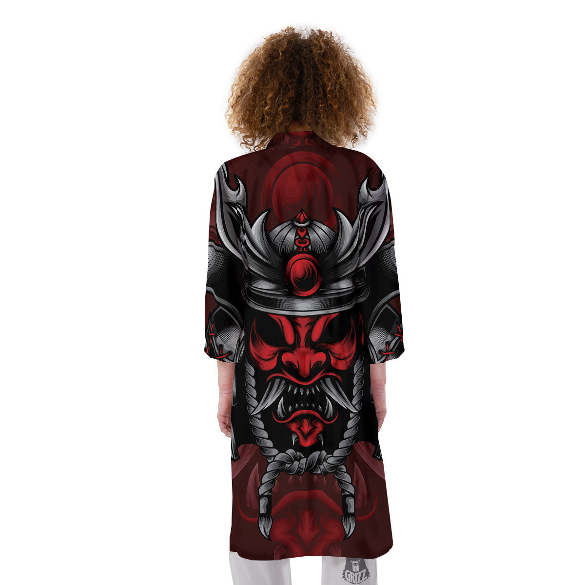 Warrior Mask Japanese Print Kimono-grizzshop