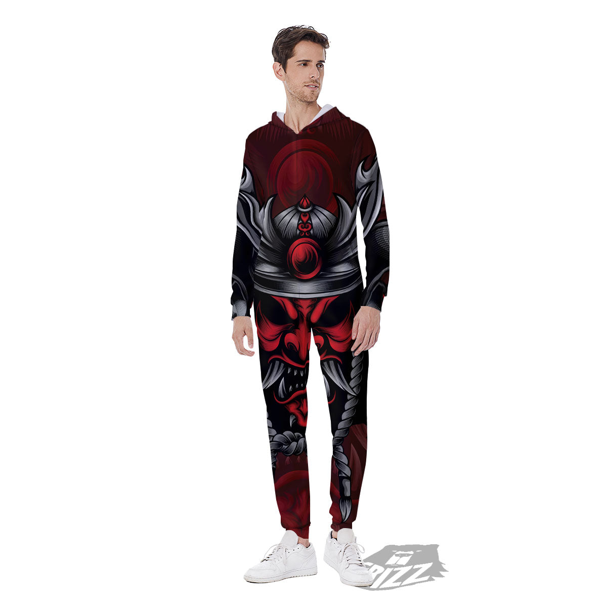 Warrior Mask Japanese Print Men's Jumpsuit-grizzshop