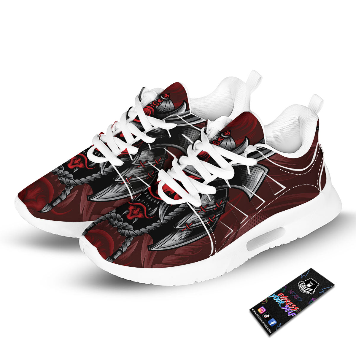 Warrior Mask Japanese Print Tennis Shoes-grizzshop
