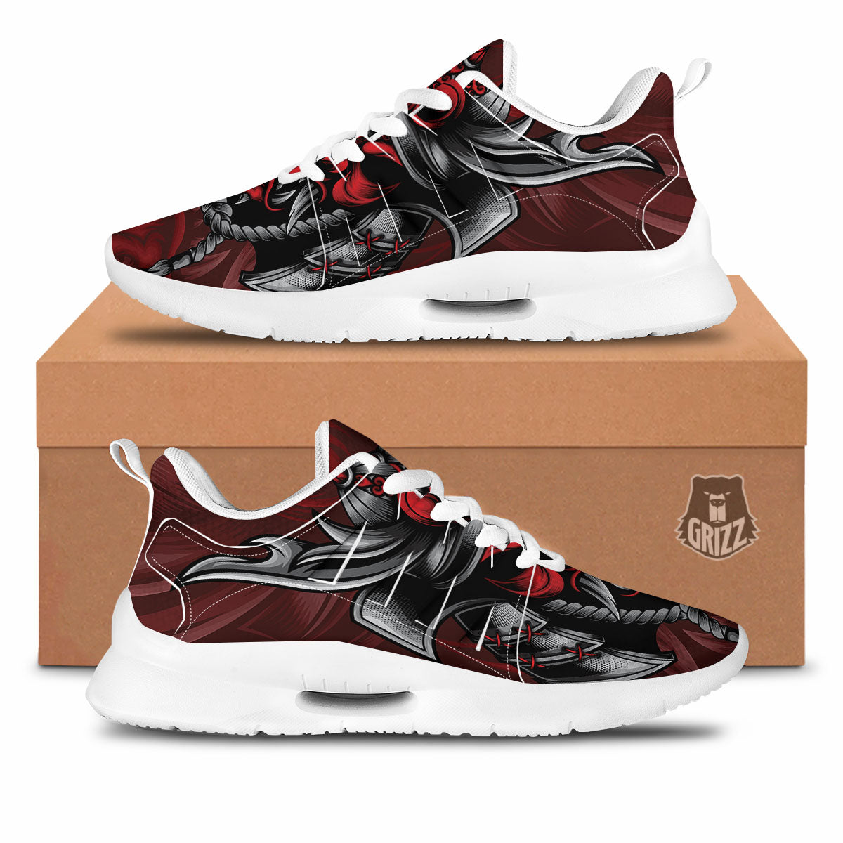 Warrior Mask Japanese Print Tennis Shoes-grizzshop