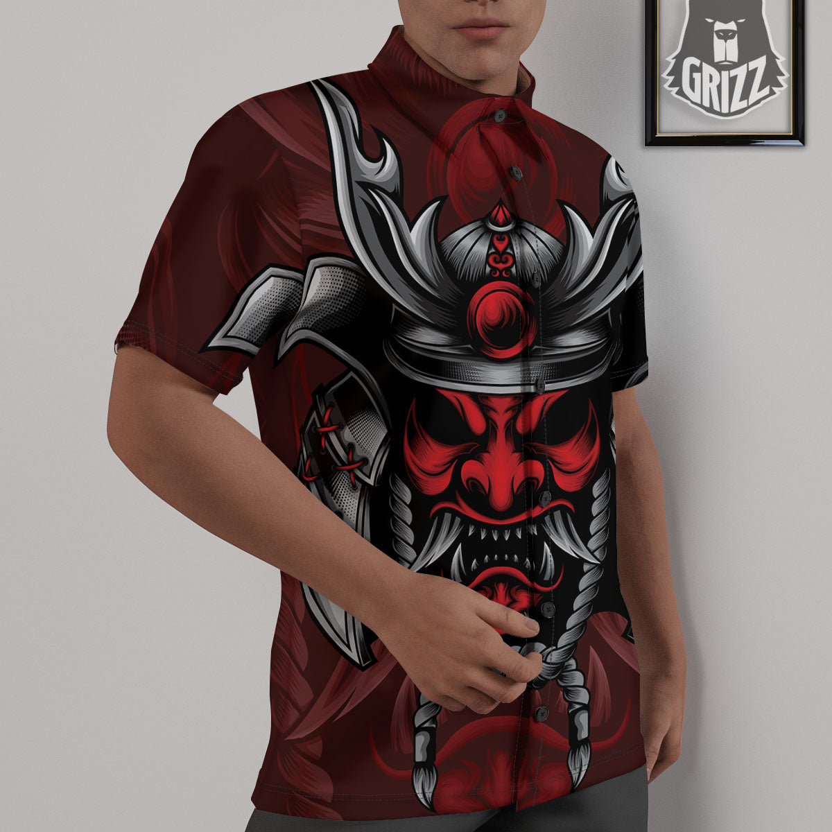 Warrior Mask Japanese Print Untucked Shirts-grizzshop