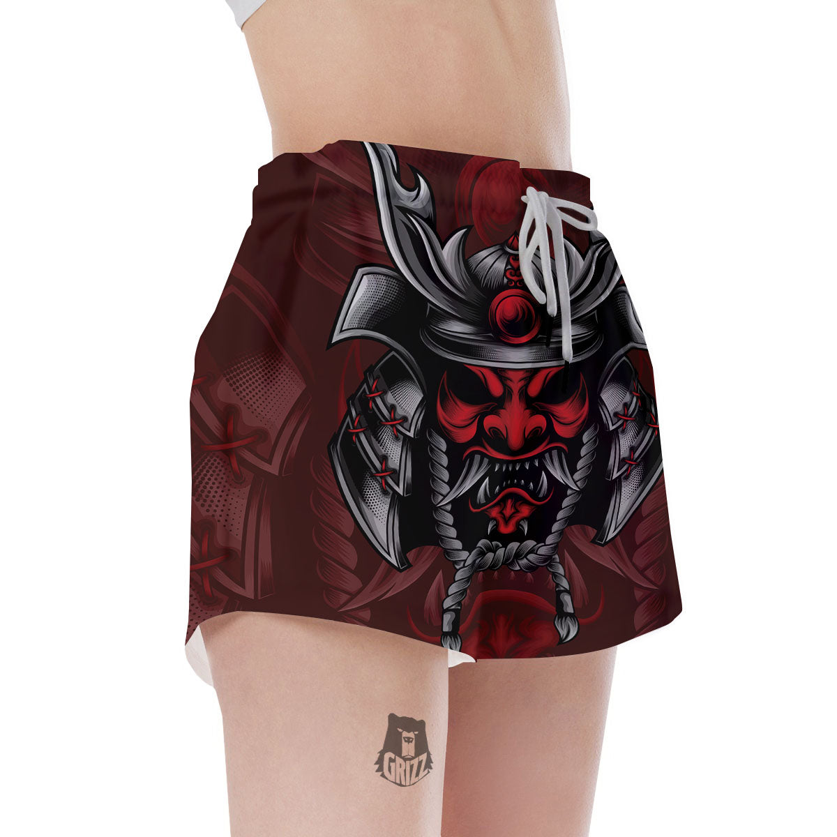 Warrior Mask Japanese Print Women's Shorts-grizzshop