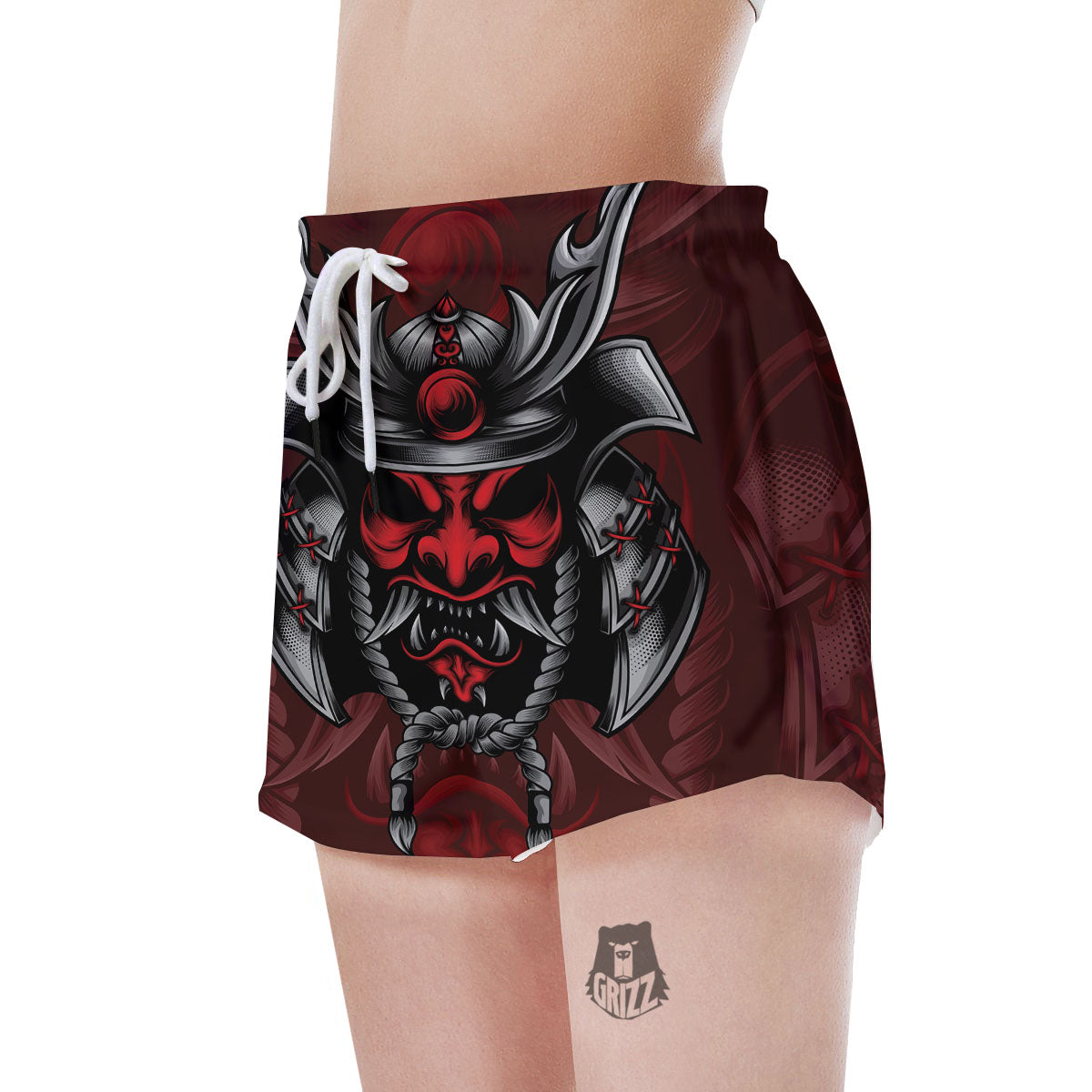 Warrior Mask Japanese Print Women's Shorts-grizzshop