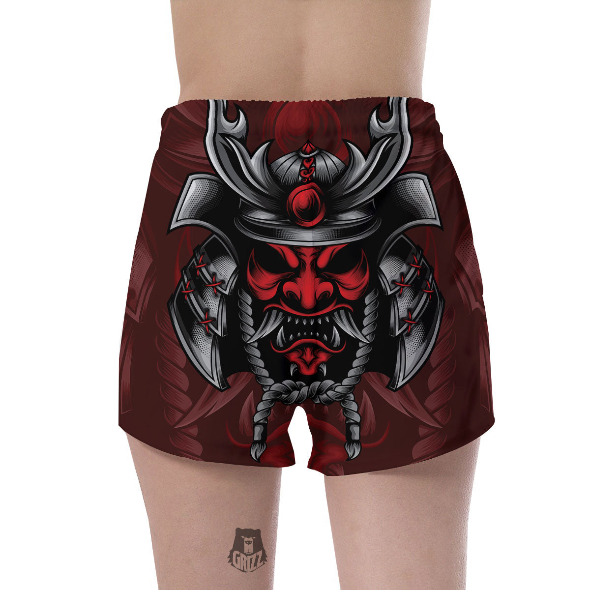 Warrior Mask Japanese Print Women's Shorts-grizzshop