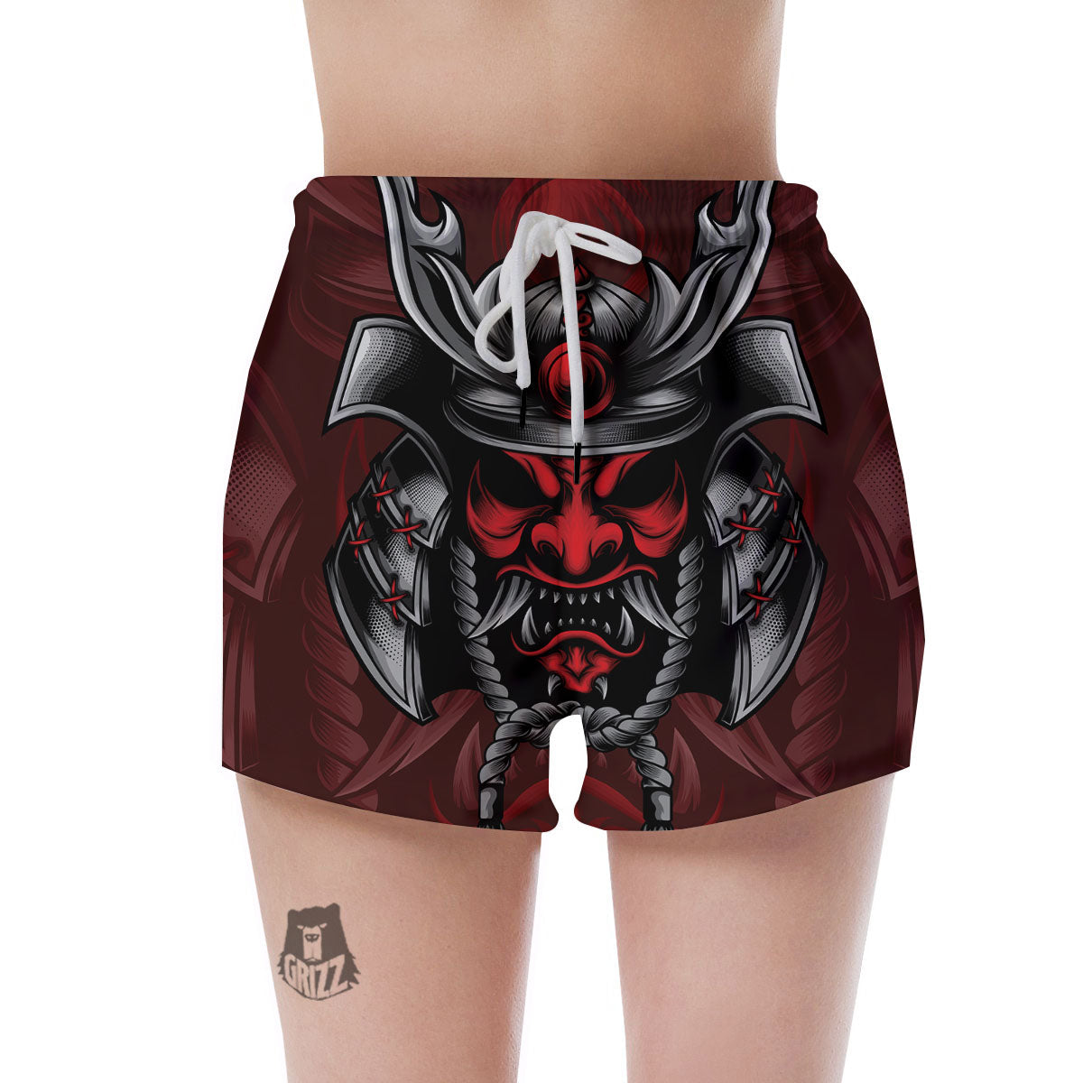 Warrior Mask Japanese Print Women's Shorts-grizzshop