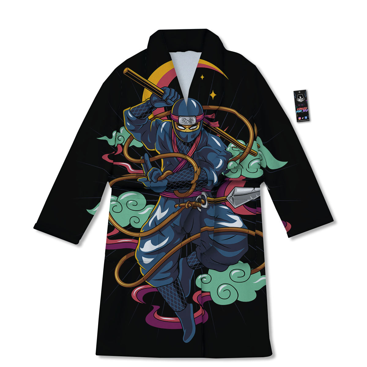Warrior Ninja Print Bathrobe-grizzshop