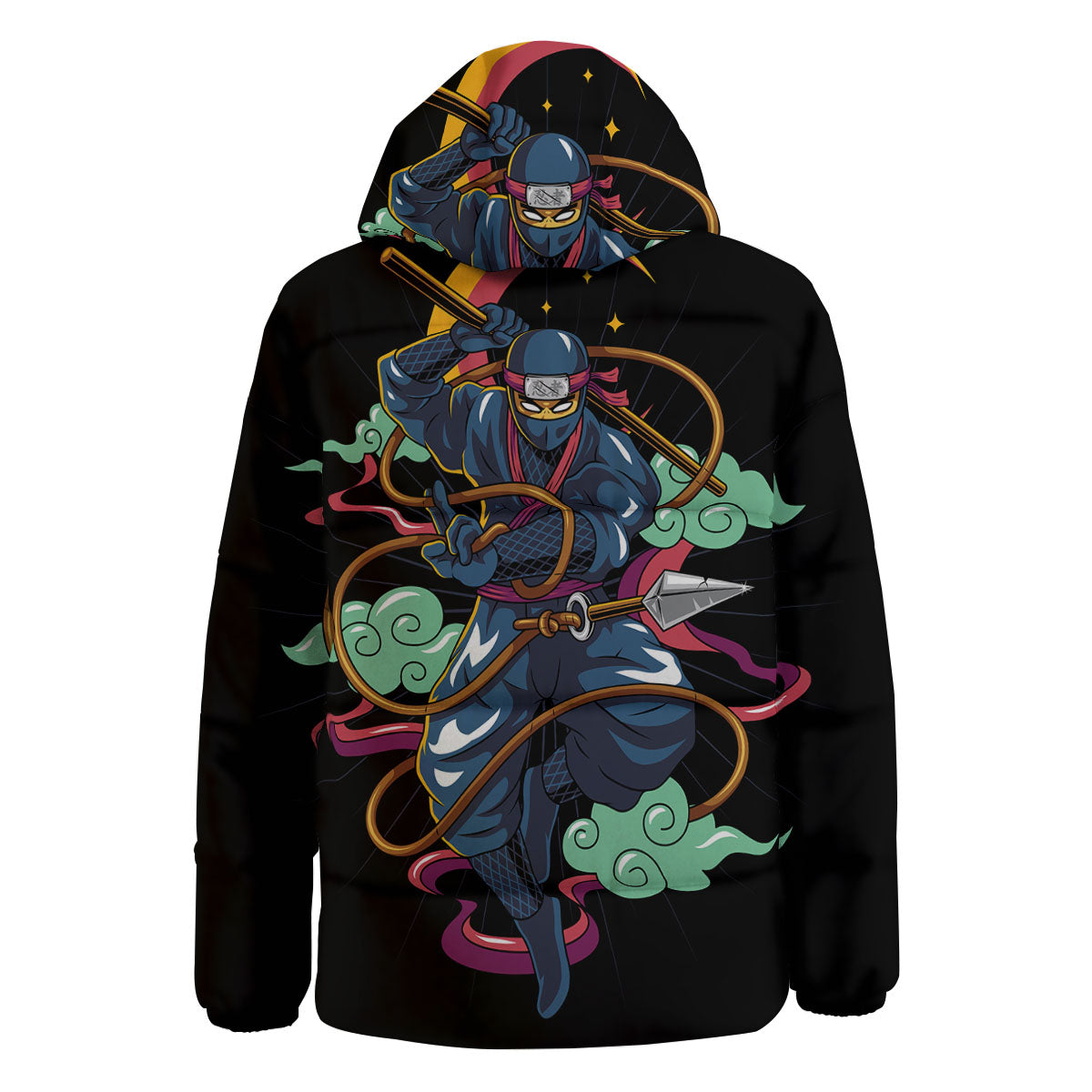 Warrior Ninja Print Down Jacket-grizzshop