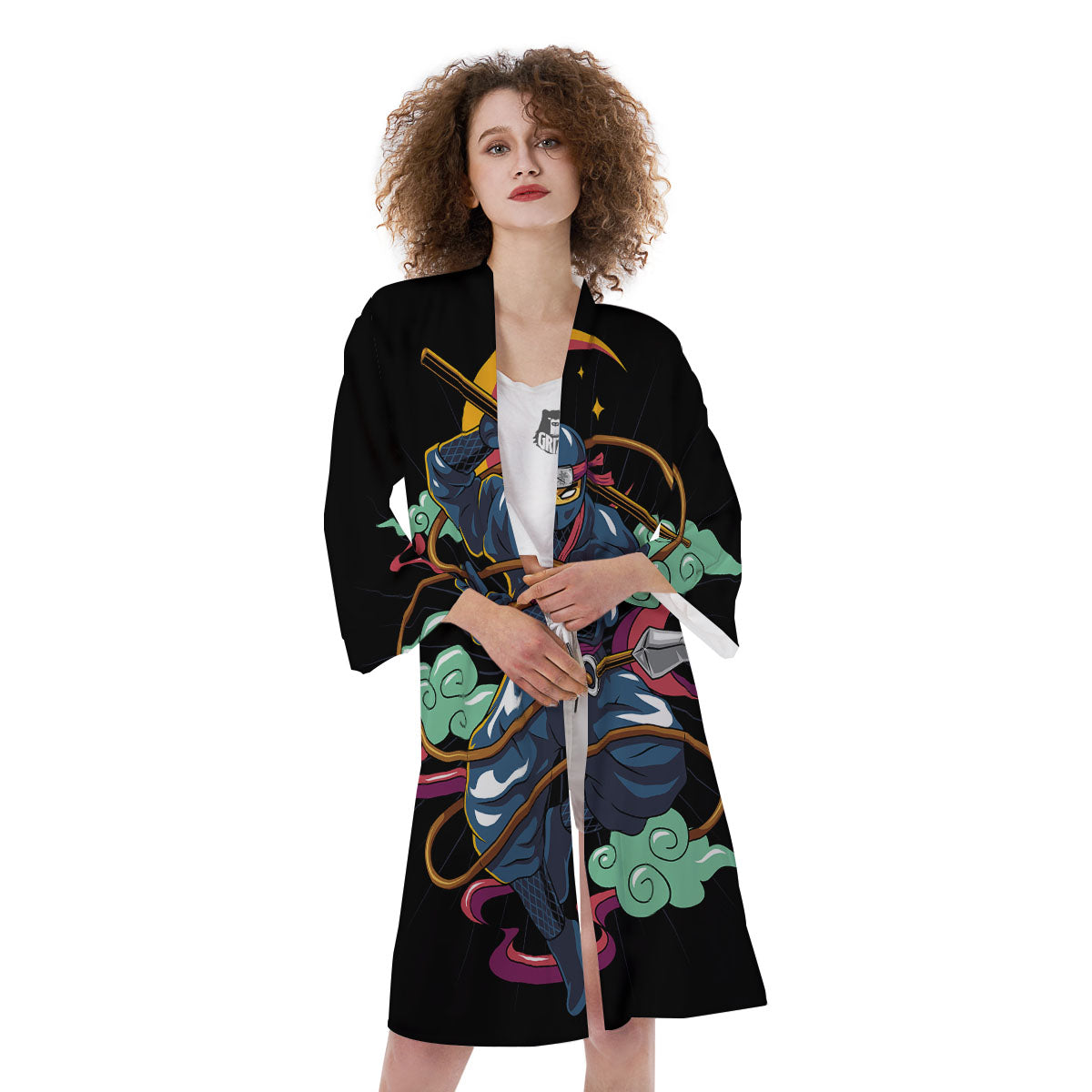 Warrior Ninja Print Kimono-grizzshop