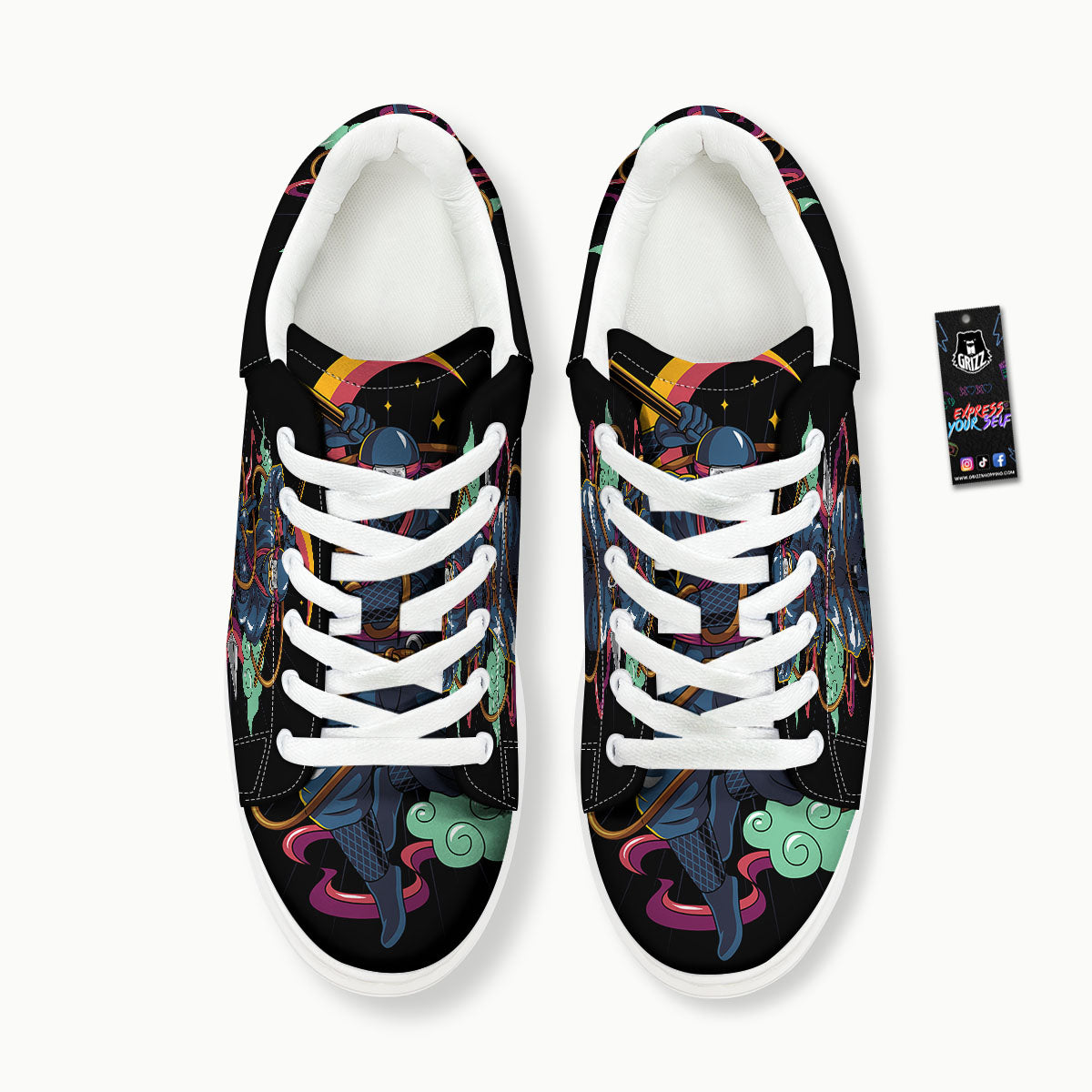 Warrior Ninja Print Platform Shoes-grizzshop