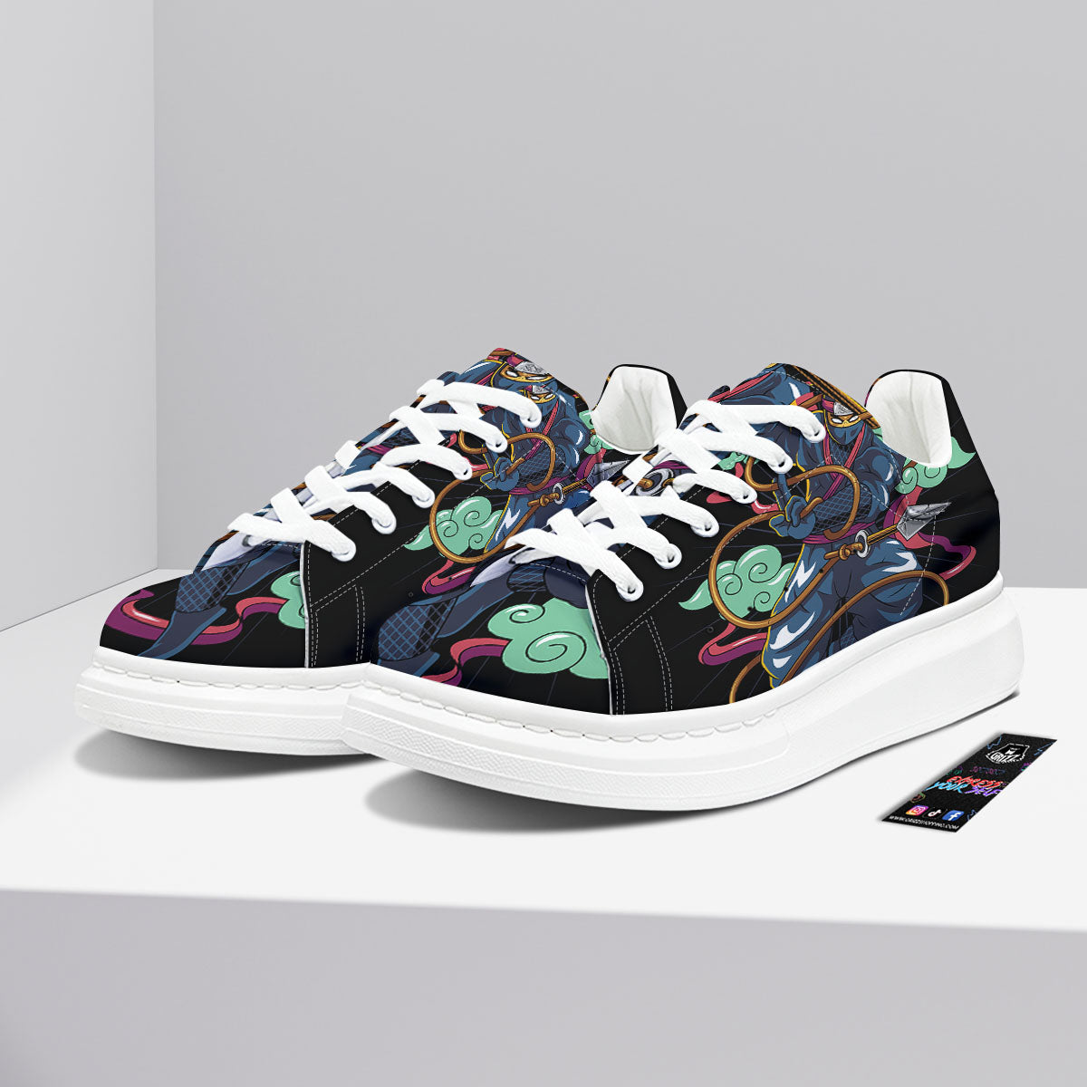 Warrior Ninja Print Platform Shoes-grizzshop