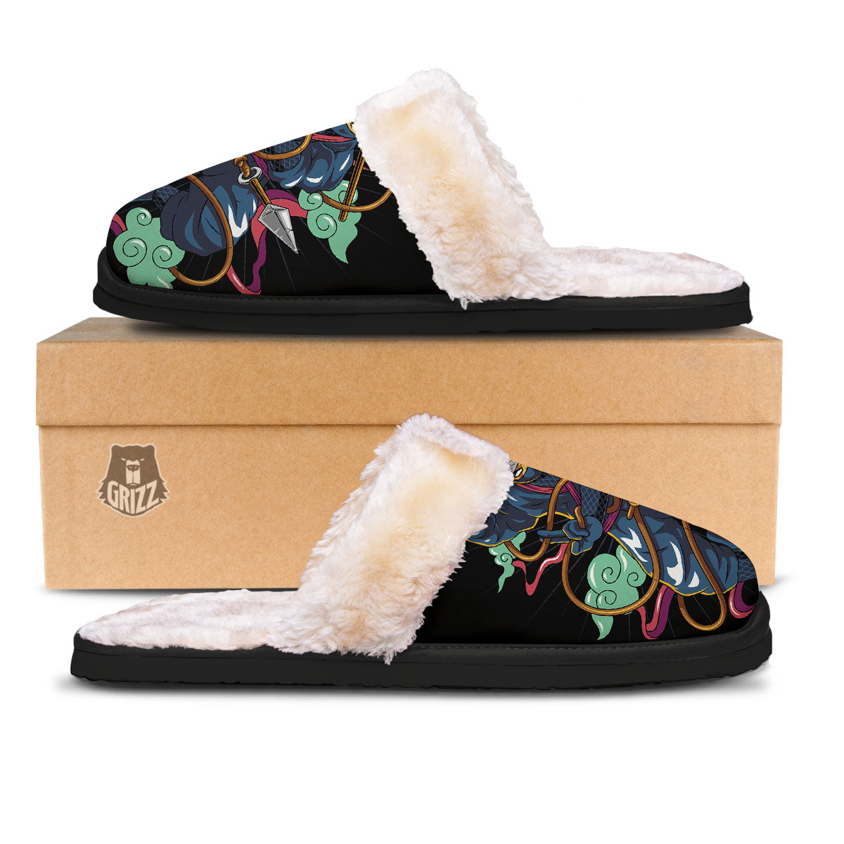 Warrior Ninja Print Slippers-grizzshop