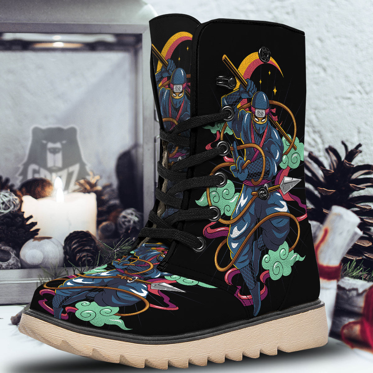 Warrior Ninja Print Snow Boots-grizzshop