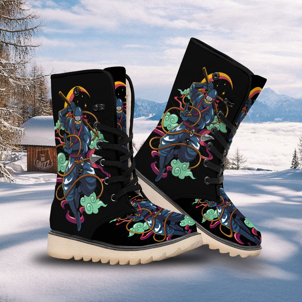 Warrior Ninja Print Snow Boots-grizzshop
