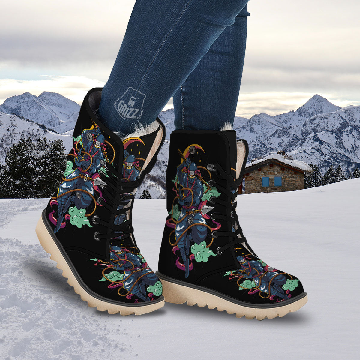 Warrior Ninja Print Snow Boots-grizzshop