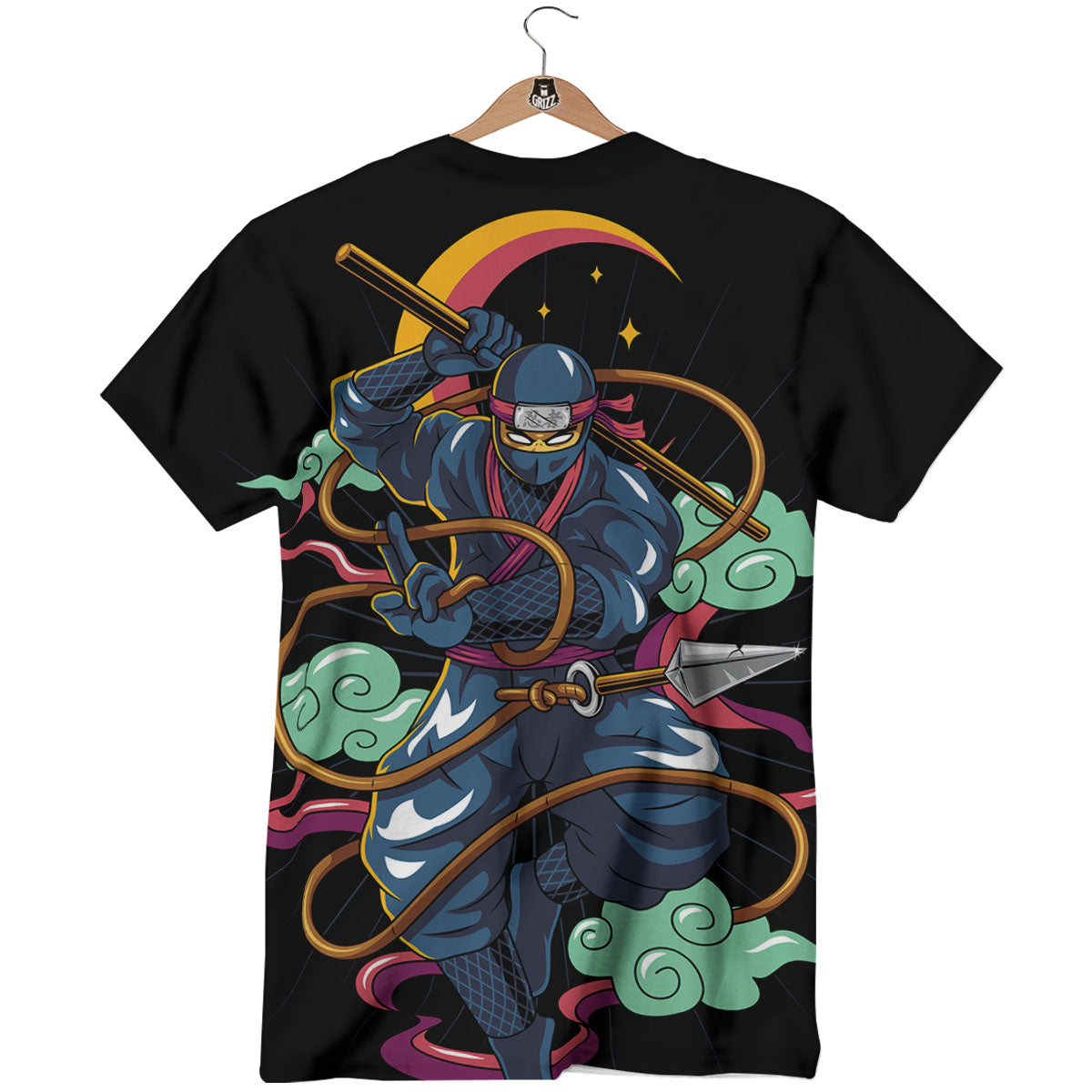 Warrior Ninja Print T-Shirt-grizzshop