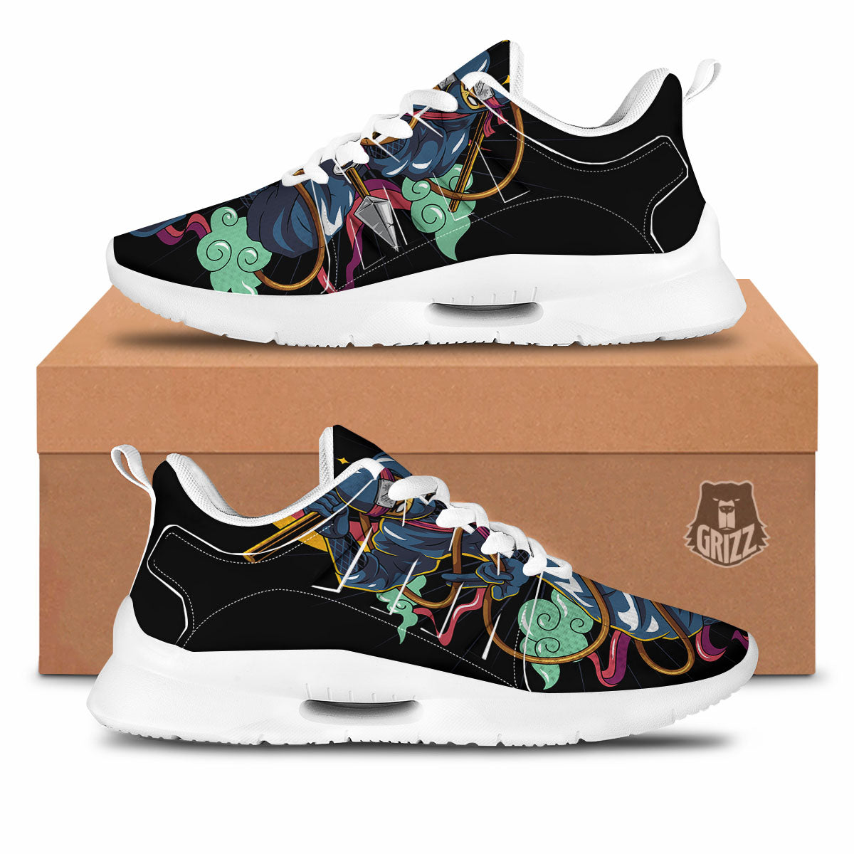 Warrior Ninja Print Tennis Shoes-grizzshop