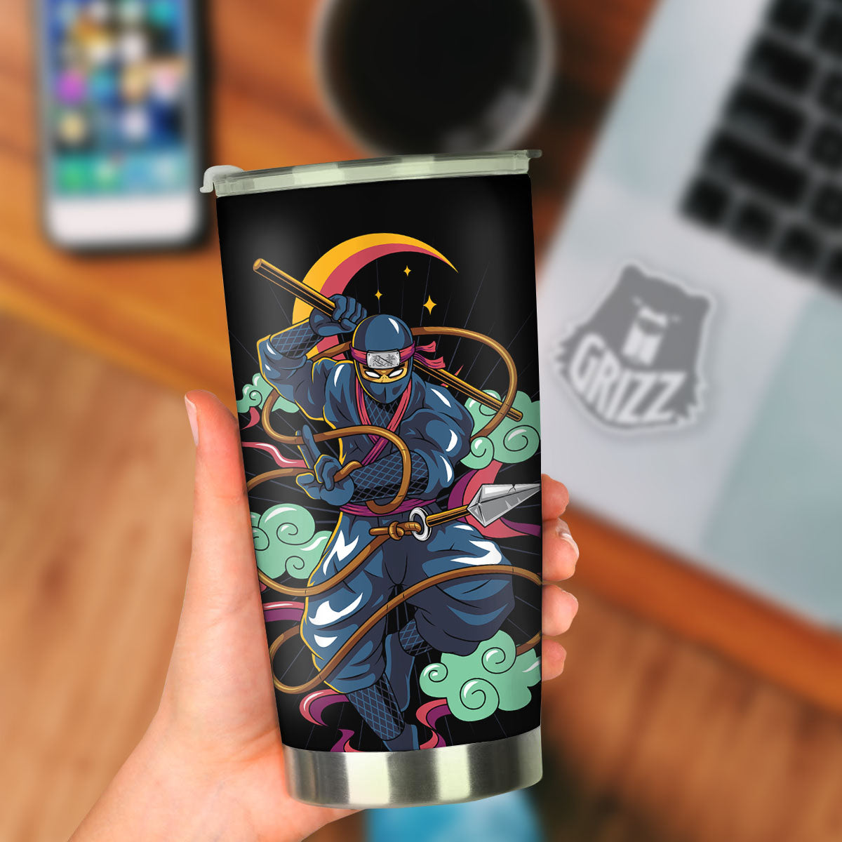 Warrior Ninja Print Tumbler-grizzshop