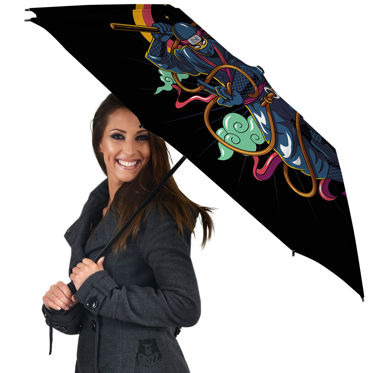 Warrior Ninja Print Umbrella-grizzshop