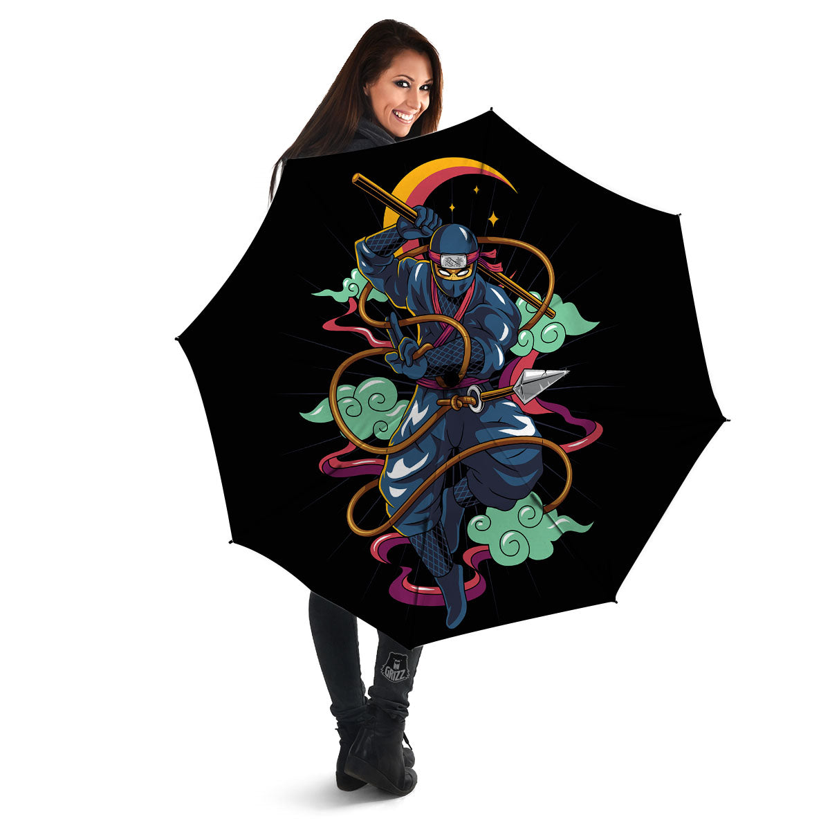 Warrior Ninja Print Umbrella-grizzshop