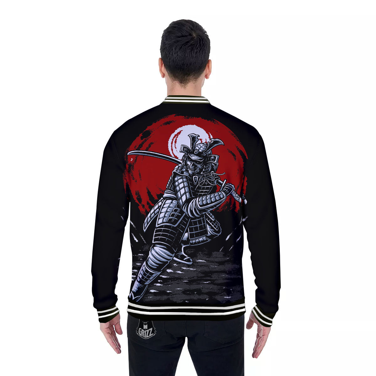 Warrior Samurai Dark Print Baseball Jacket-grizzshop