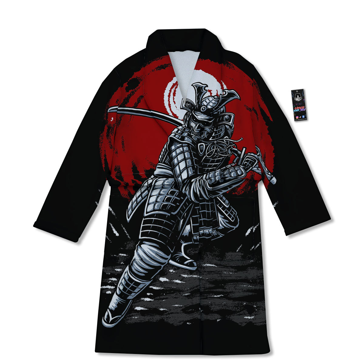 Warrior Samurai Dark Print Bathrobe-grizzshop