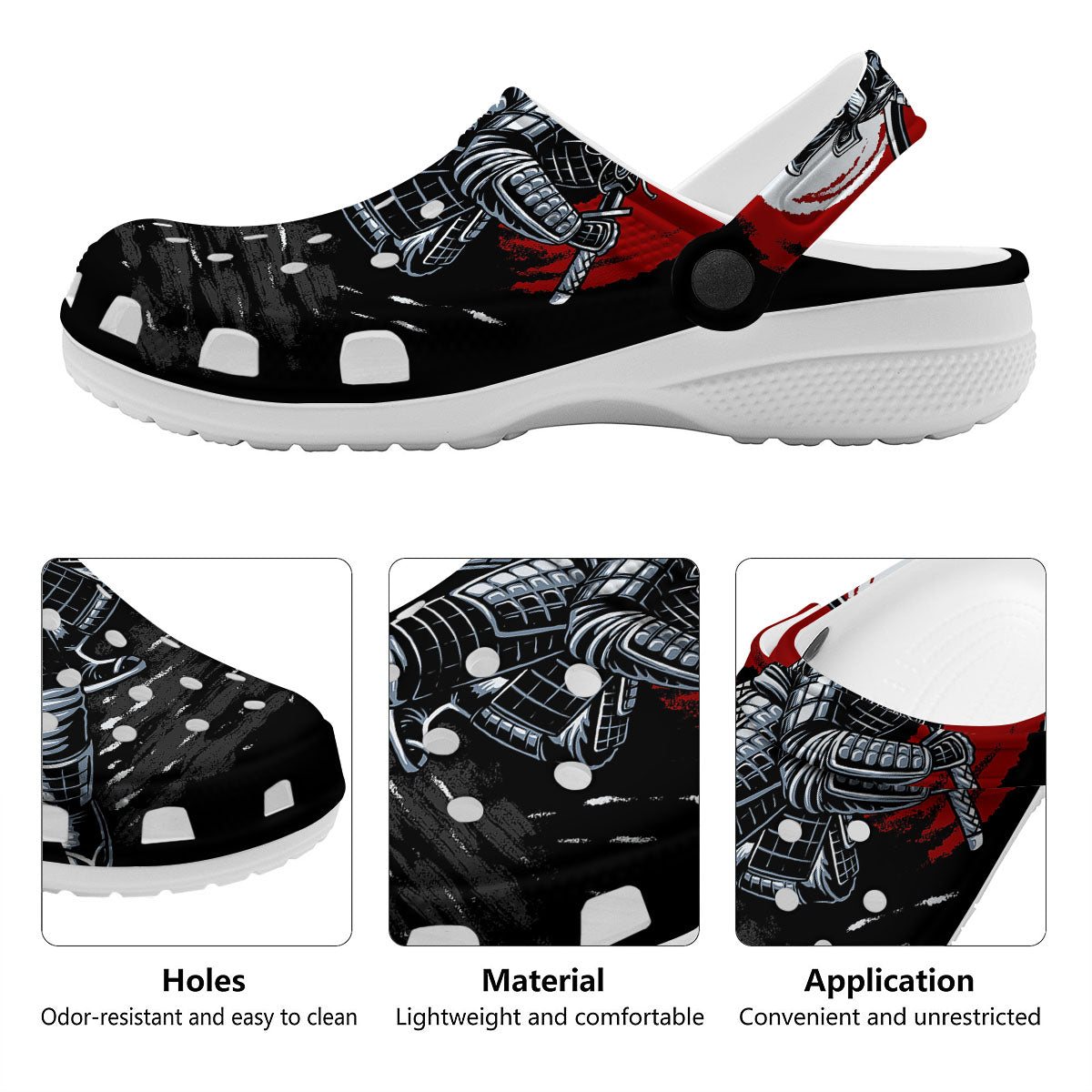 Warrior Samurai Dark Print Clog-grizzshop