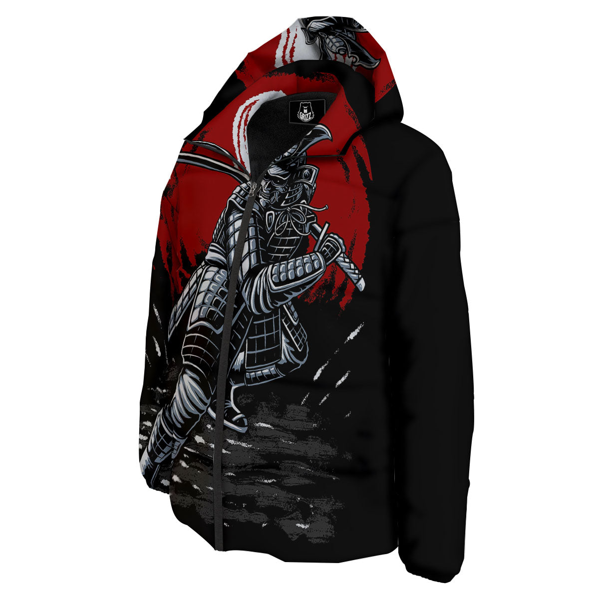 Warrior Samurai Dark Print Down Jacket-grizzshop