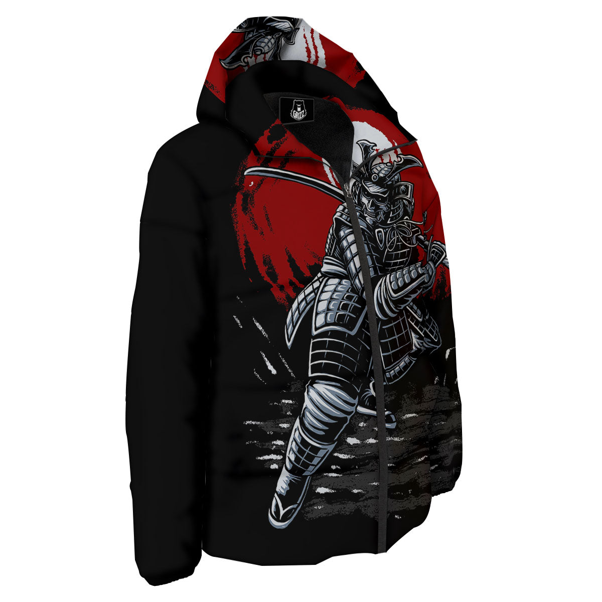 Warrior Samurai Dark Print Down Jacket-grizzshop