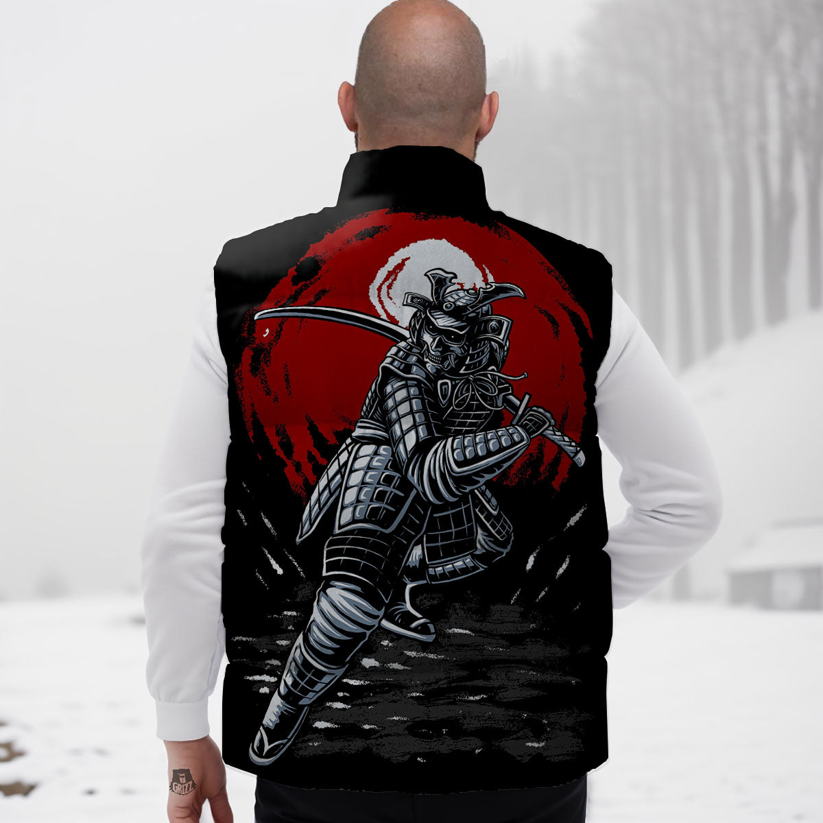Warrior Samurai Dark Print Down Vest