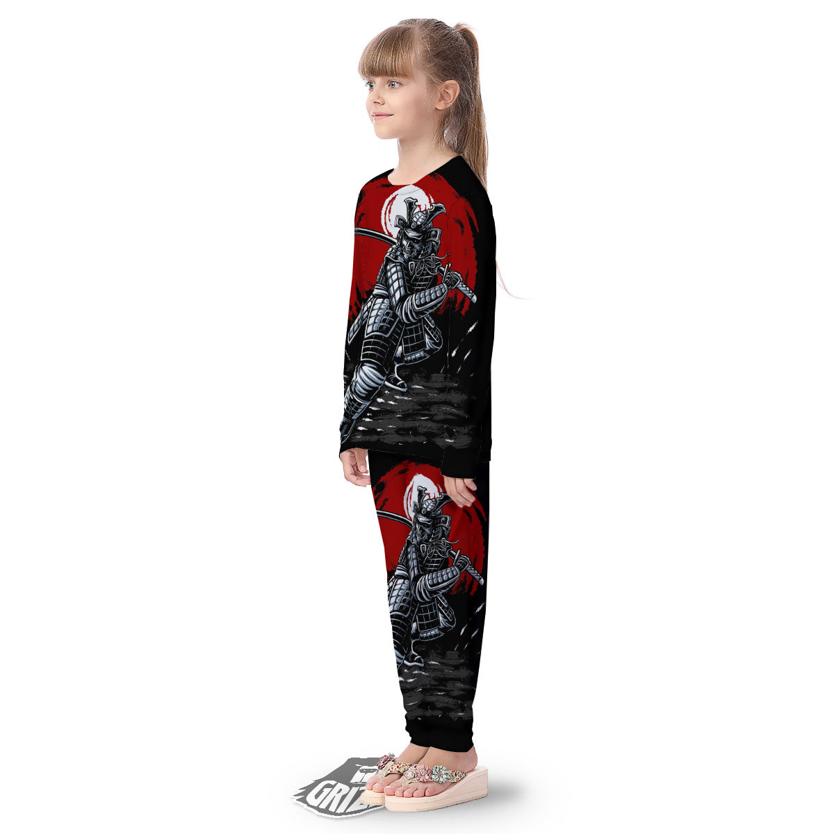 Warrior Samurai Dark Print Kid's Pajamas-grizzshop