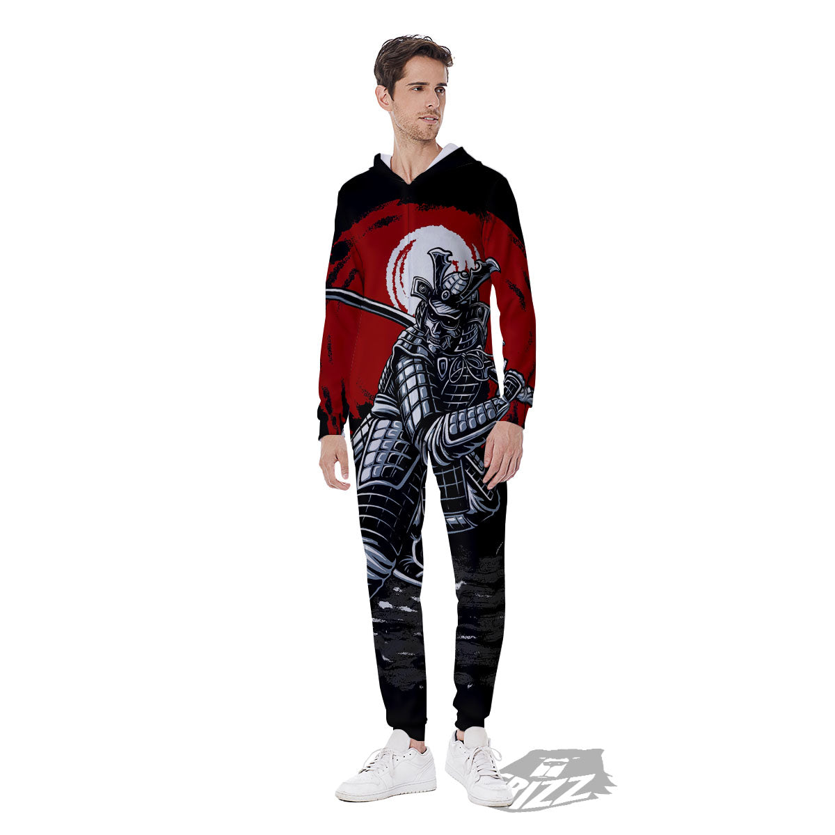 Warrior Samurai Dark Print Men's Jumpsuit-grizzshop