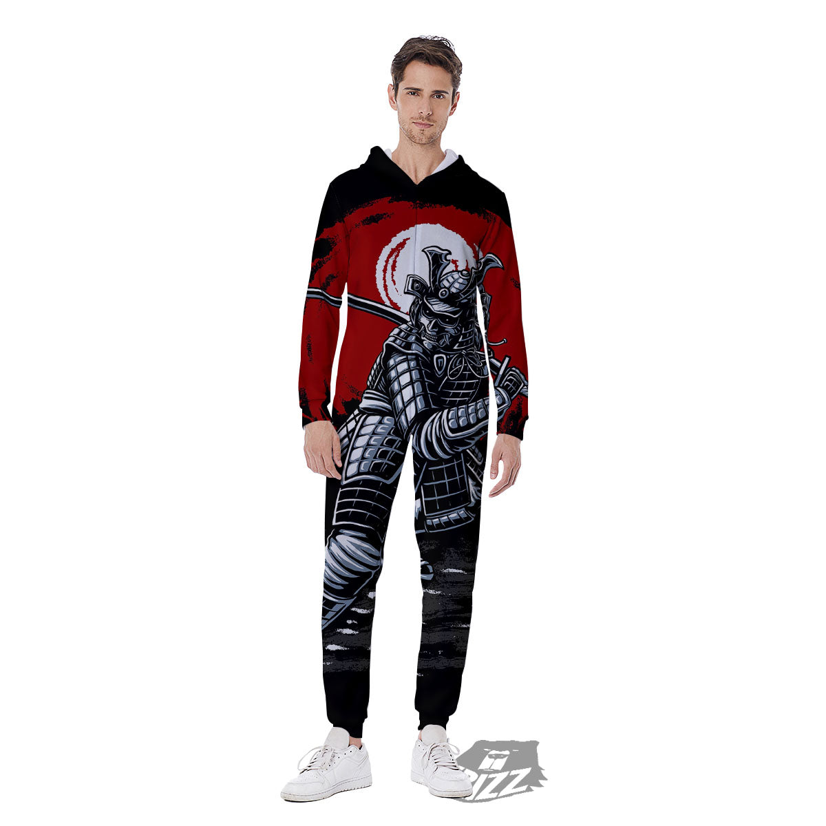 Warrior Samurai Dark Print Men's Jumpsuit-grizzshop