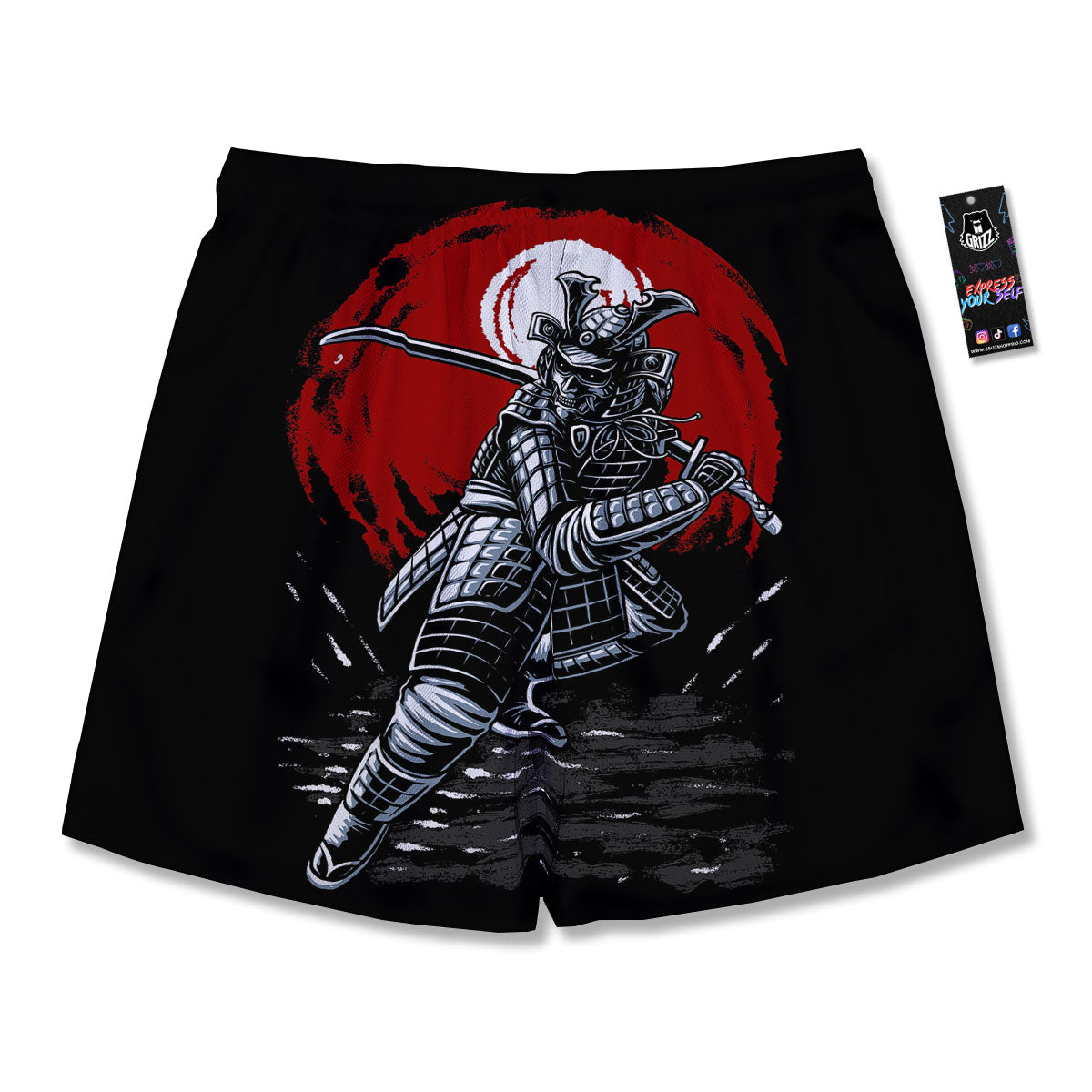 Warrior Samurai Dark Print Men's Running Shorts-grizzshop