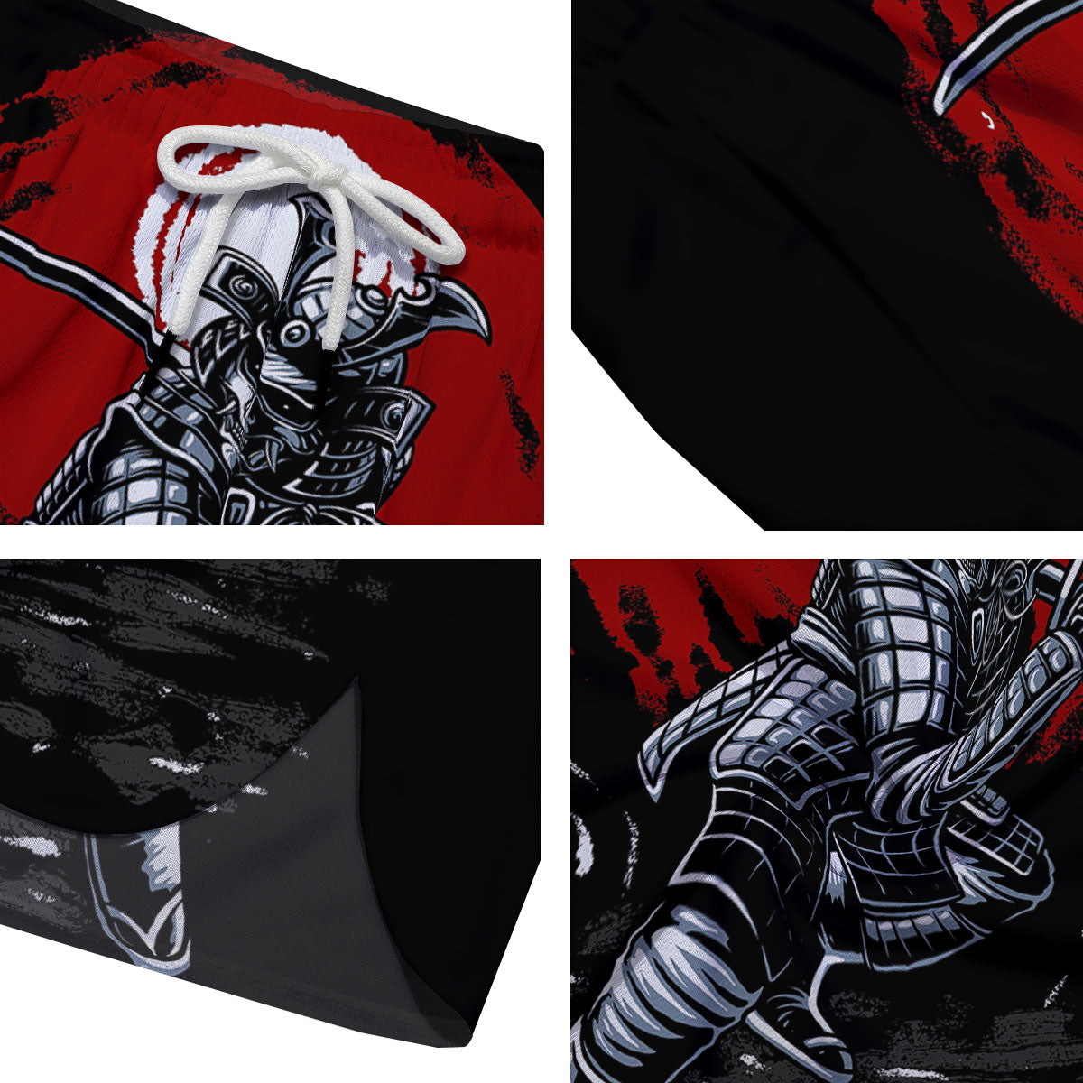 Warrior Samurai Dark Print Men's Running Shorts-grizzshop