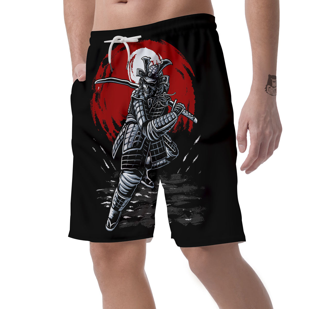 Warrior Samurai Dark Print Men's Shorts-grizzshop