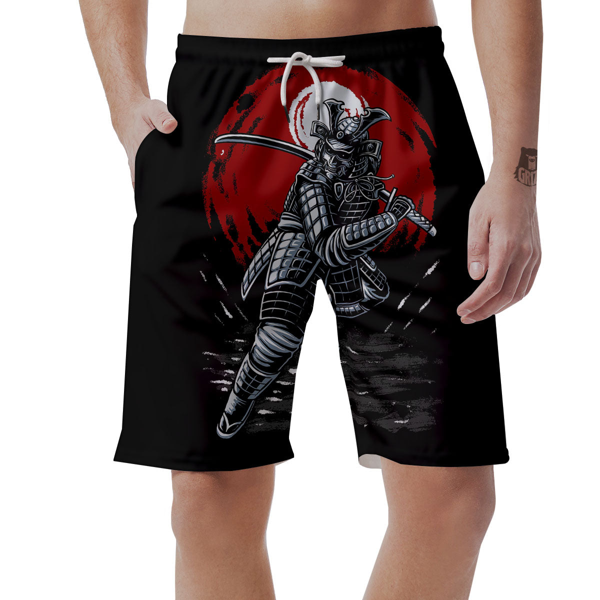 Warrior Samurai Dark Print Men's Shorts-grizzshop