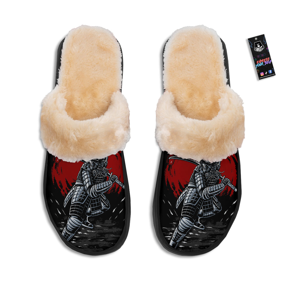 Warrior Samurai Dark Print Slippers-grizzshop