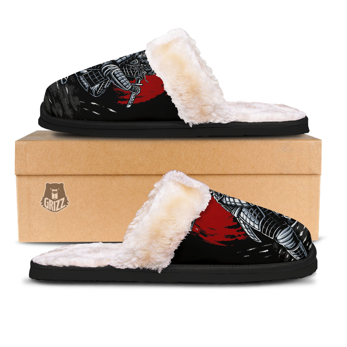 Warrior Samurai Dark Print Slippers-grizzshop