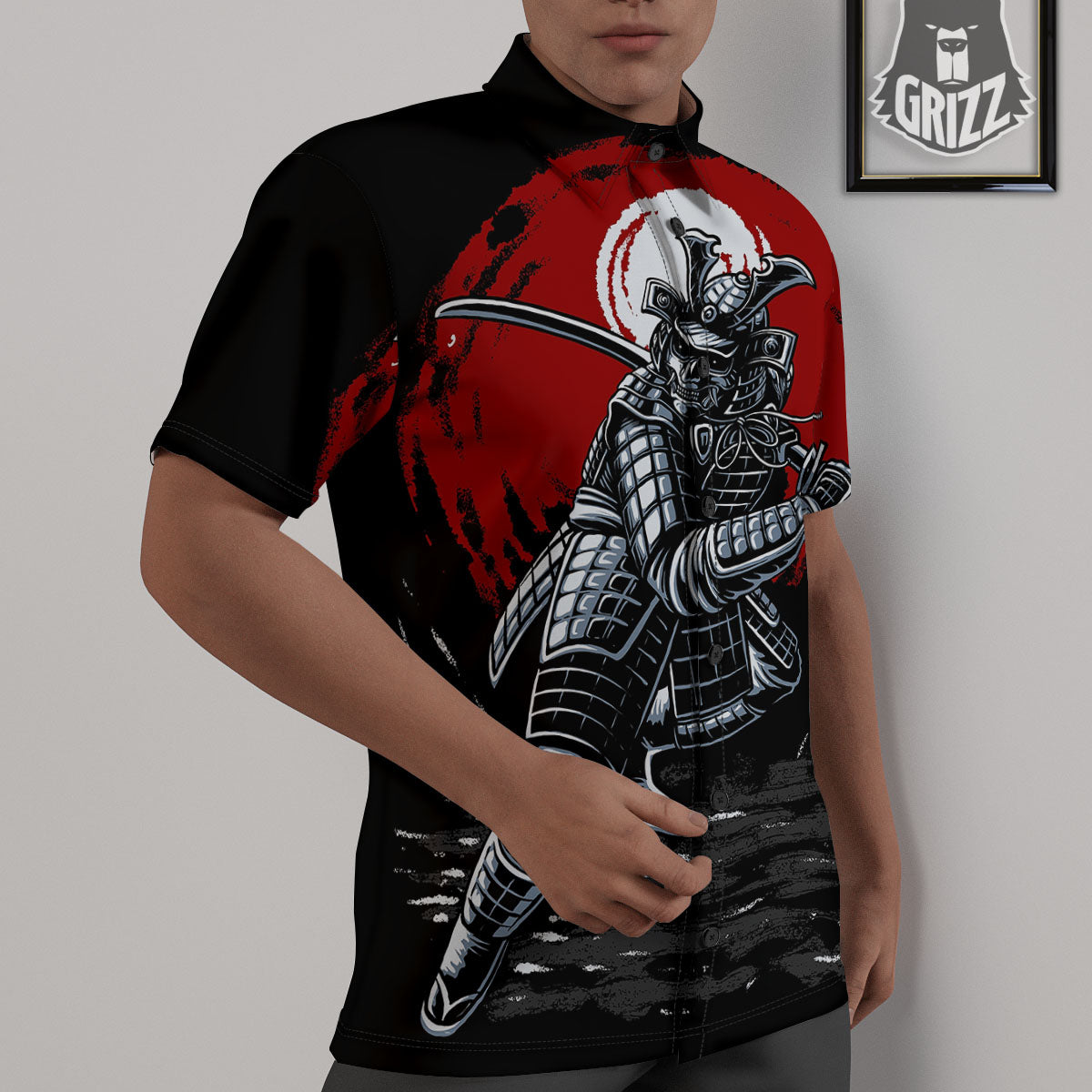 Warrior Samurai Dark Print Untucked Shirts-grizzshop