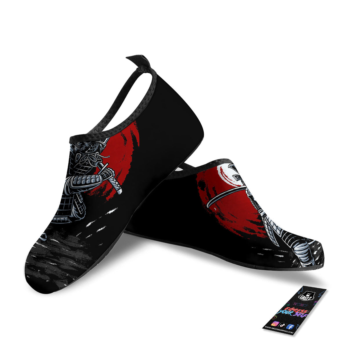 Warrior Samurai Dark Print Water Shoes-grizzshop