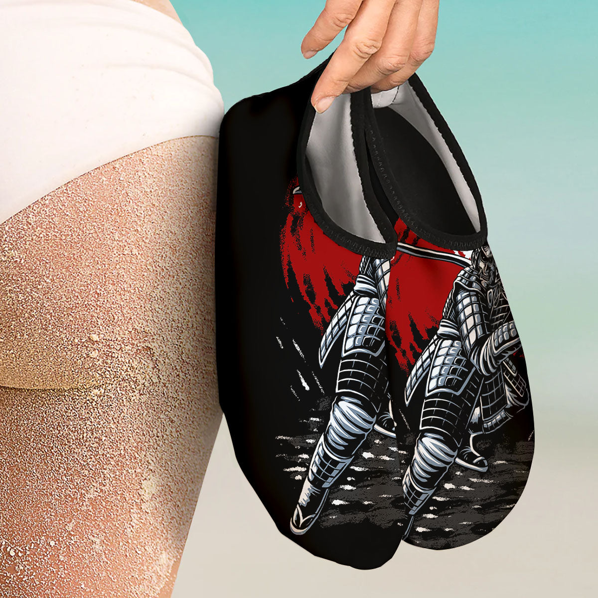 Warrior Samurai Dark Print Water Shoes-grizzshop