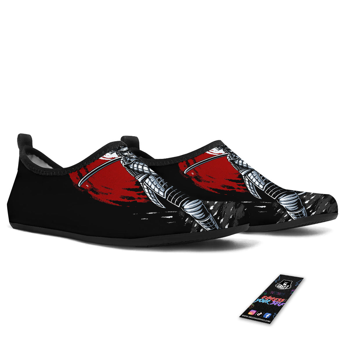 Warrior Samurai Dark Print Water Shoes-grizzshop