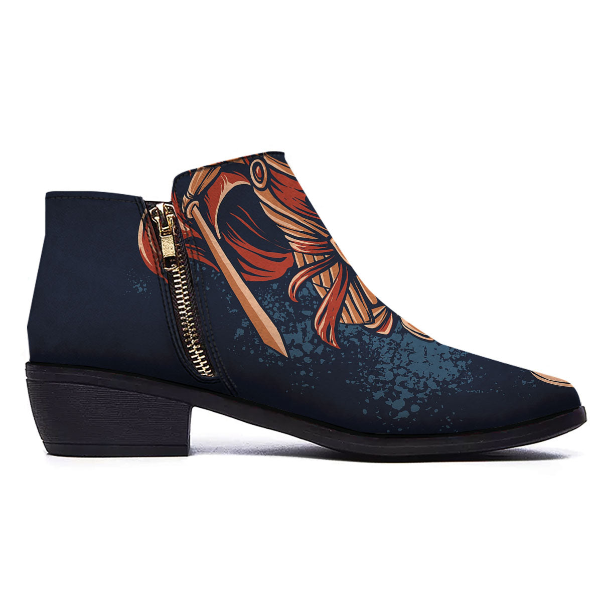 Warrior Spartan Print Ankle Boots-grizzshop